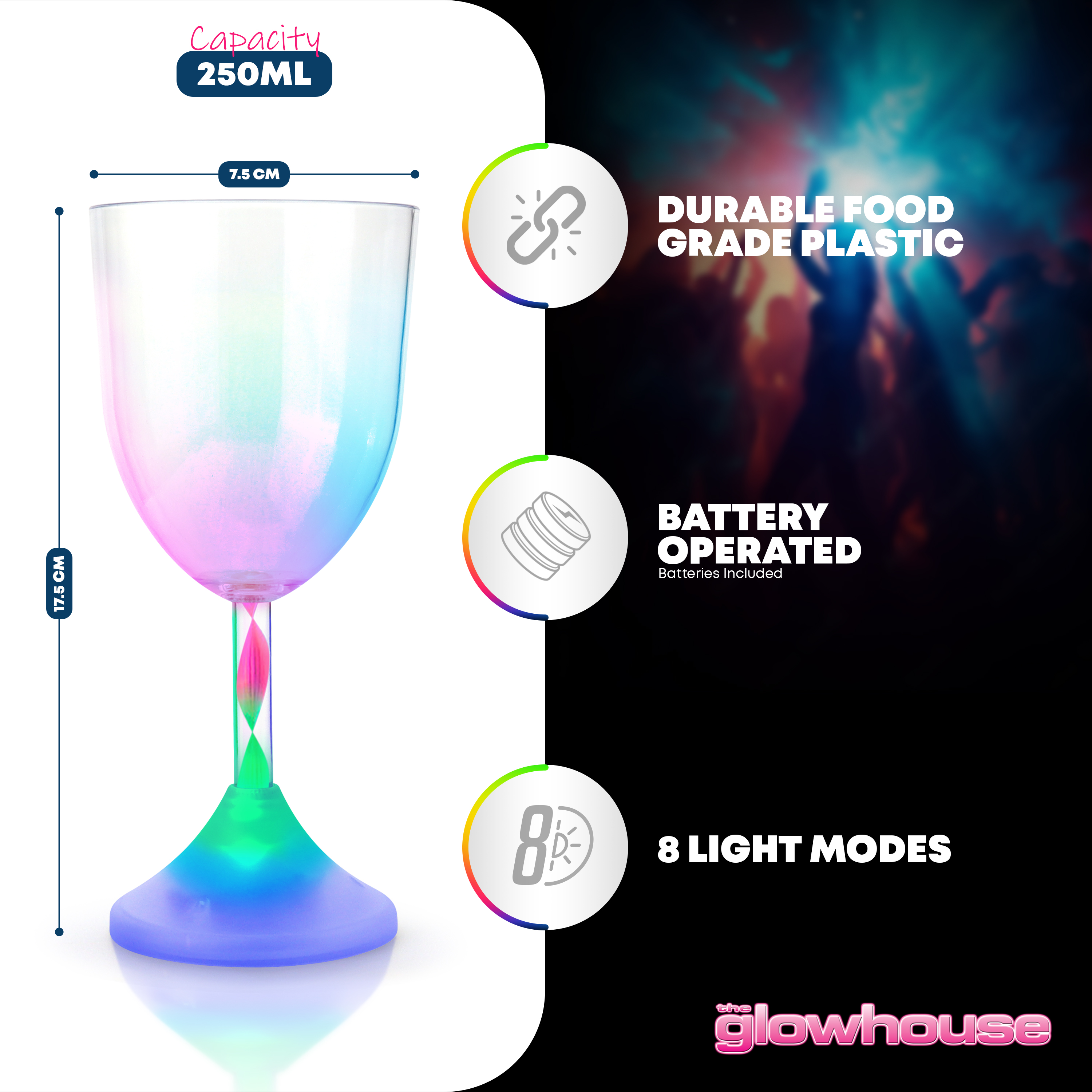 Flashing led deals wine glasses